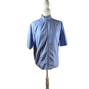 ASHWORTH Golf Weather Systems Womens L Large Blue full zip Lined Wind Jacket